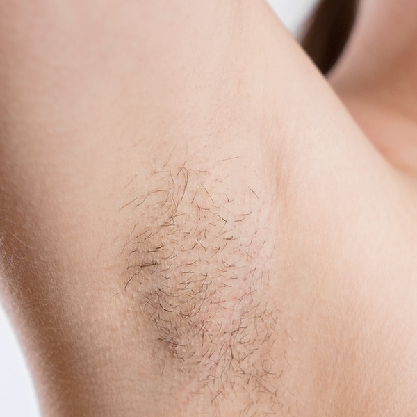 Close up of a woman's hair arm pit